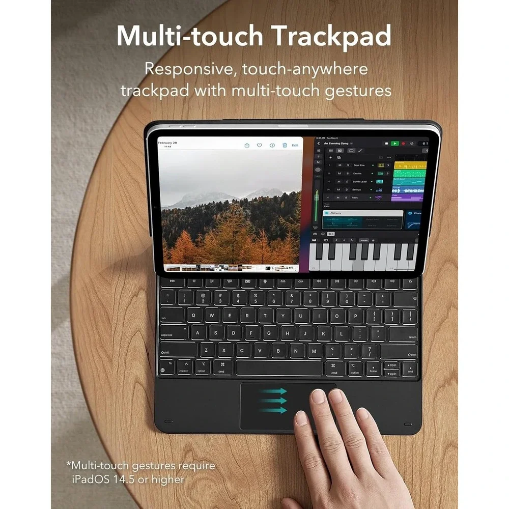 ESR iPad Air 13 & Pro 12.9 Case Keyboard–Trackpad Stand Magic Cover M2 M3 Gen3-6